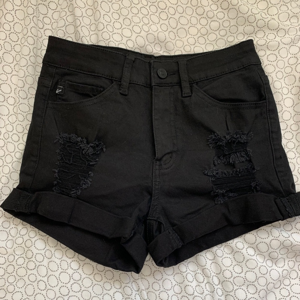 black distressed shorts